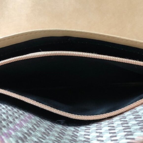 RALPH LAUREN Long Tweed Wallet Cream Pink Gray - Picture 13 of 16